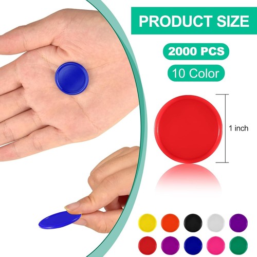 Colorful 1-Inch Bingo Chips - 2000 Count Learning Tokens for Classroom Use - Picture 4 of 9