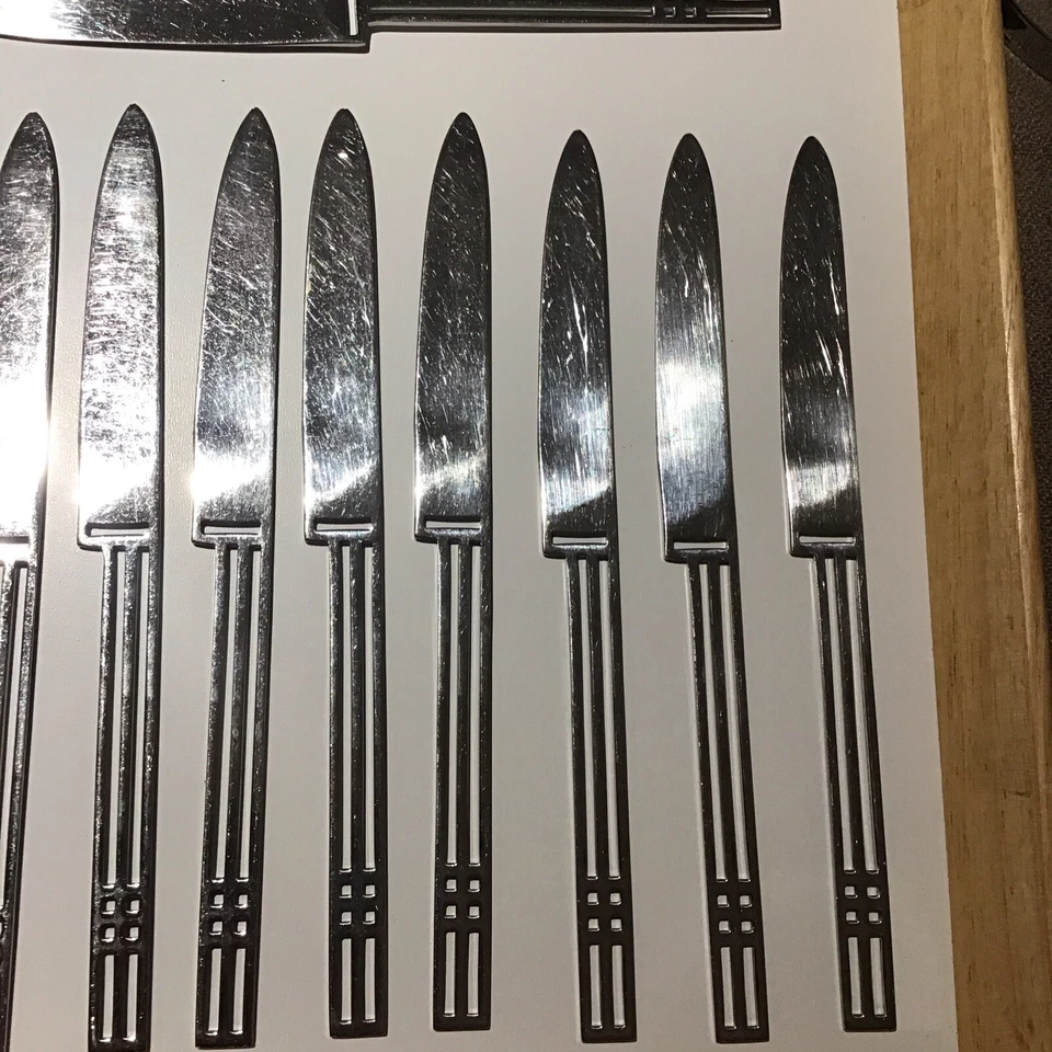 X 11 Cuchillos de Cena de Acero Inoxidable Sasaki Vintage Ventanas Patino Wolf 18-8 Japón Foto 4 de 4