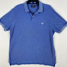 Chaps Men  s Size Large Polo Shirt Blue Short Sleeve Stretch Casual Golf