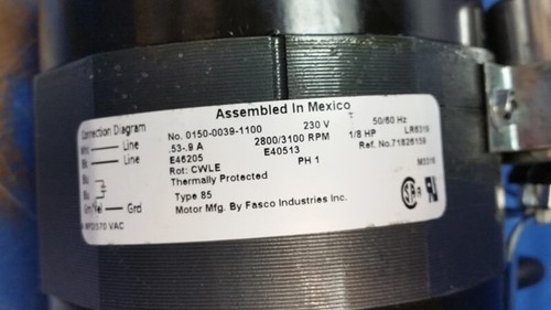Motor de 1 fase Fasco 1/8 HP 2800/3100 RPM para bomba de marzo 230 V - Imagen 4 de 6