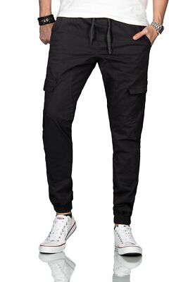 A. Salvarini Herren Designer Cargo Hose Strech Cargohose Taschen O270 Anthrazit