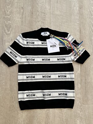 MSGM  ️ MILANO   Shirt mit Streifen   Größe S schwarz/weiß Pulli Pullover NEU