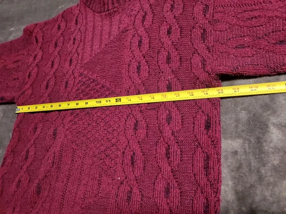 Suéter Clásico de Álamo Vintage Hecho en EE. UU. Talla M Tejido con Cable Rojo Negro *Leer* Foto 4 de 4