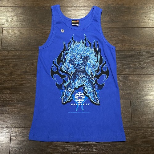 NWOT Vintage 00s Dragon Ball Z Super Saiyan Tank Top Shirt Youth Size S Blue - Picture 2 of 11