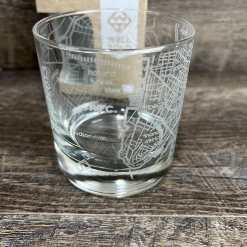 Well Told Etched Map Rocks Glass