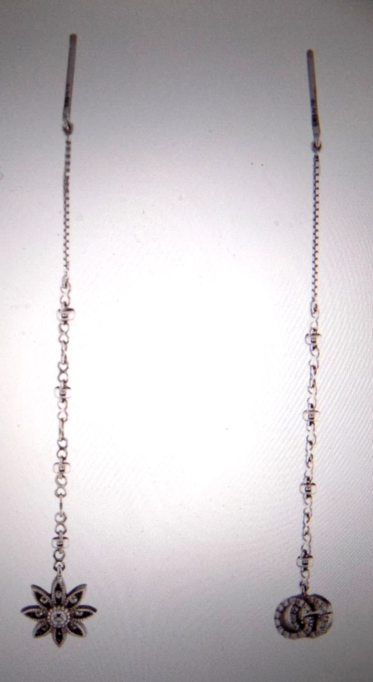 Pendientes Gucci Flora Diamante Perla Cultivada Enhebrador Oro Blanco 18k 750 Caja Bolso Foto 4 de 4