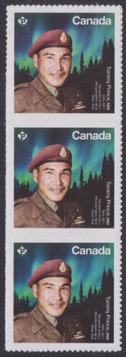 Canada 3362 Tommy Prince P vert strip 3 (from booklet) MNH 2022 - Afbeelding 1 van 1
