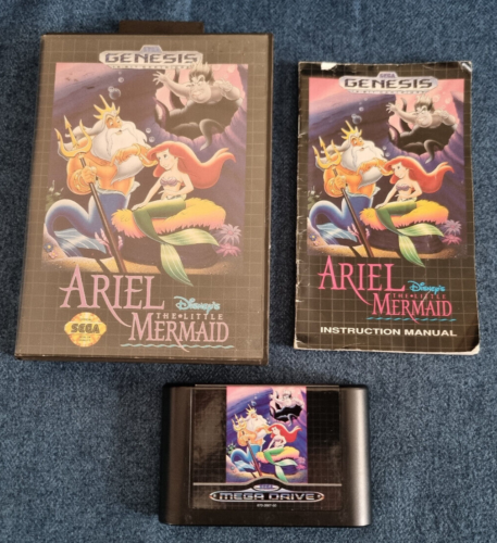 Sega Mega Drive Game Disney's Ariel The Little Mermaid Boxed with Manual - Afbeelding 1 van 3