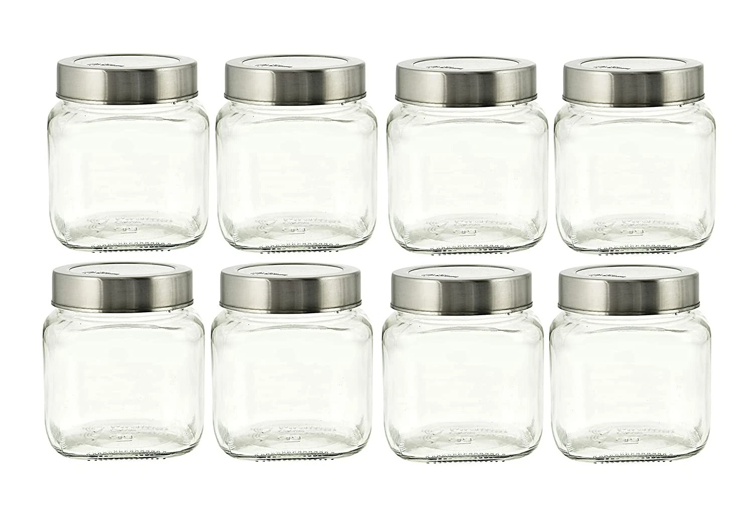 Cubikal Kitchen Container Glass Jar Set with Steel Cap Glass Grocery Pack of 8