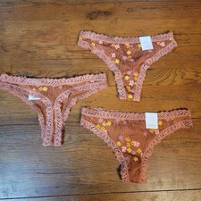 3 Auden Womens Small 4-6 Cotton Thong Underwear Target S Lace Brown