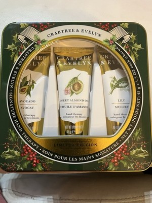 Crabtree & Evelyn Hand Therapy Ltd Edition Gift Tin ~3 scents ~1.5 oz ea