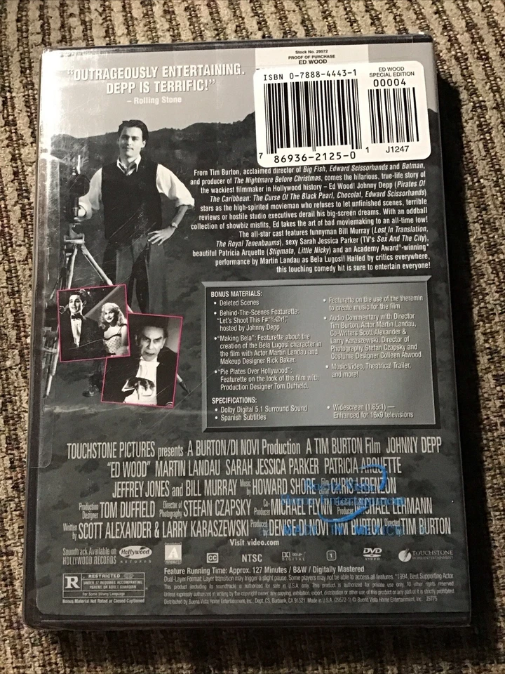 ED WOOD 1994 BRAND NEW OOP DVD TOUCHSTONE PRINT JOHNNY DEPP MARTIN LANDAU - Image 2 of 4