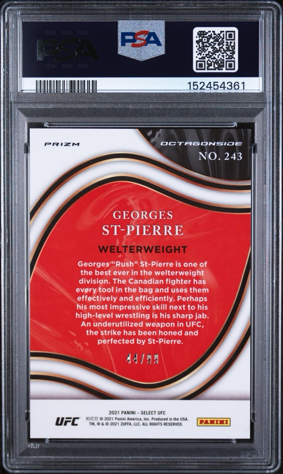 2021 Panini Select UFC - OCTAGONSIDE BLUE DISCO GEORGES ST-PIERRE /99 PSA 9 view 2