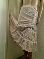 Vtg Lt Pink Cool  Cotton & Double Lace Long Flared Jive Petticoat Half Slip M-L