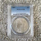1887 Morgan Silver Dollar $1 PCGS AU58 Certified Slabbed Silver Coin