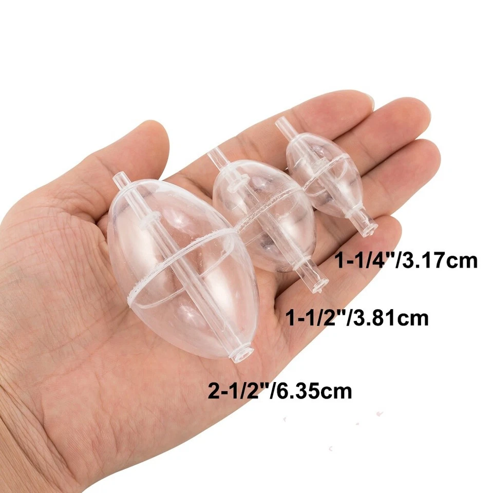 10 peças bobina flutuante de pesca bolha fundição plástico transparente oval pequeno médio grande - Imagem 2 de 4
