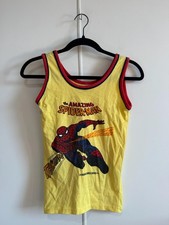 VTG Marvel Tank Top Boys Medium Yellow Amazing Spider-Man Graphic Ringer Tee