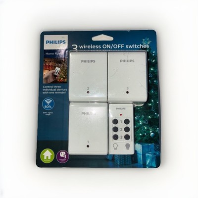 Philips 3 Wireless ON/OFF Switches Remote Control 80ft Indoor Christmas