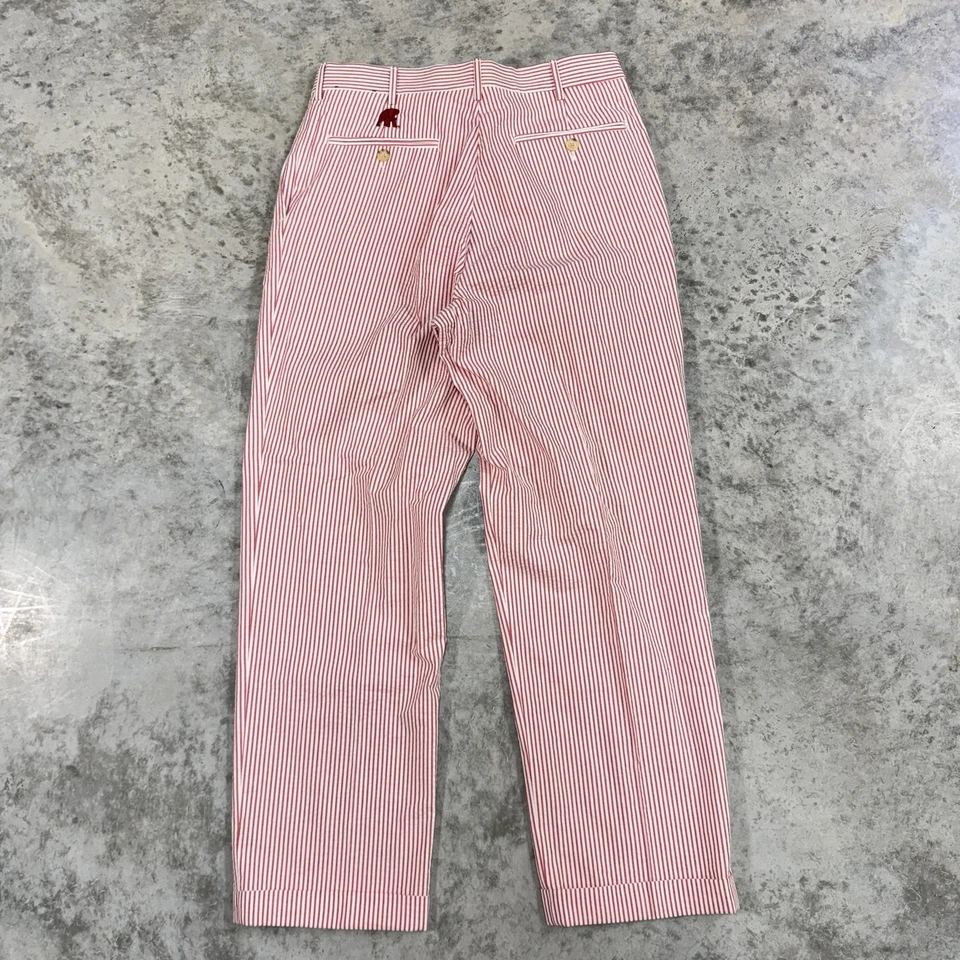 Berle Pants Mens 32x30 Red White Striped Seersucker Alabama Crimson Tide preppy - Image 2 of 4