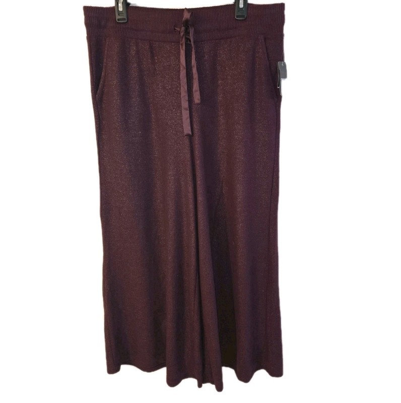 NEW! TORRID SZ 1X (14-16) SASSAFRAS MAROON SHIMMER WIDE LEG PLUSH LEISURE PANTS 