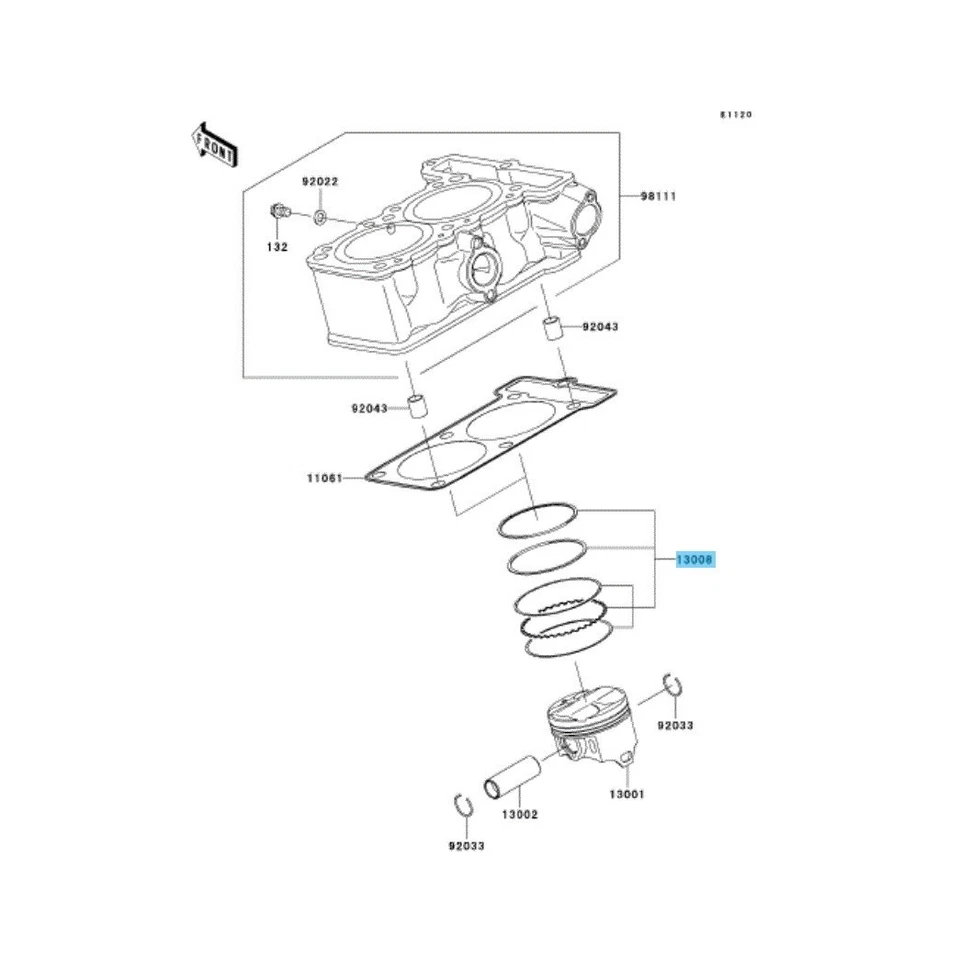 Juego de anillos de pistón originales Kawasaki Ninja 250R Ex250J 2008-2012 13008-0032 x2 juegos Foto 4 de 4