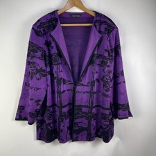 Ming Wang Open Knit Jacket Womens XL Purple B...