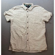 Scotch Soda Short Sleeve Button Down Shirt Mens L Beige Linen Blend Casual.