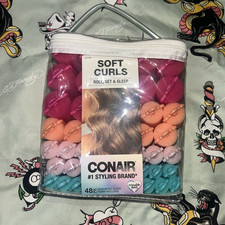 Conair Soft Curls Foam Rollers Assorted Sizes 48 Count w/ Reusable Bag