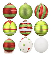 Set of 8 Eye Catching Sparkling Large 6 Christmas Ball Ornaments. NIB. MSRP 62