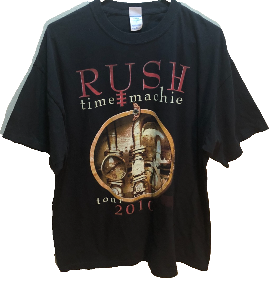 Rush Time Machine 2010 Tour Concert Double-Sided Band Rock Black T-Shirt XL