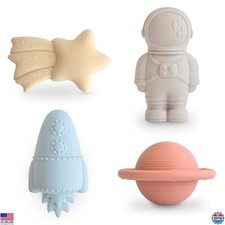 Space Bath Toys Set for Toddlers  100 Food Grade Silicone  Mold Free, 4 Pack