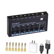 Mini 6-Channel Audio Mixer with 7 pcs 6.35mm to 3.5mm Adapter Jack, Stereo