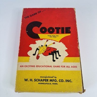 Vintage Bug Game: ''Cootie'' 1949 Original Box W.H. Schaper MFG. Complete.