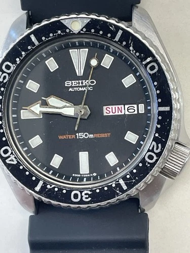 SEIKO VINTAGE WATCH 6309 -735M SLIM AUTOMATIC  150M BLACK ORIG AS FOUND SEE READ