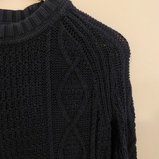 J.Crew Men's Navy Cable Knit Sweater, Size S, Good Condition