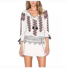 Ulla Johnson Samira Dress Embroidered Cotton Gauze Mini White Boho Festival 6