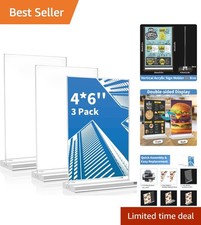 Versatile 3-Pack Acrylic Sign Holders 4x6 Inches - Perfect for Menus  Photos