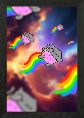 Bunte Nyan Katze Meme Kunst gerahmtes Wandbild Poster Leinwanddruck Bild