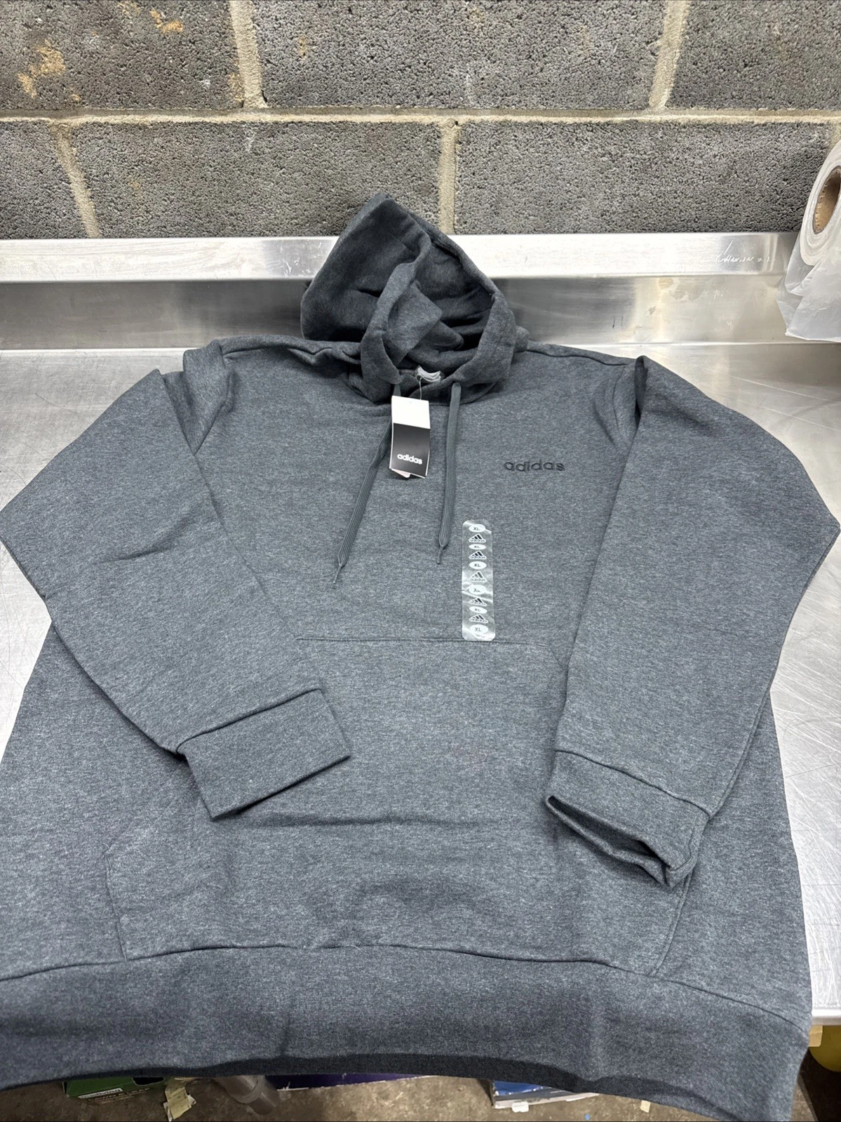 adidas Men's Essentials Pullover Sweatshirt Dark Grey Heather FM0212 Size XL