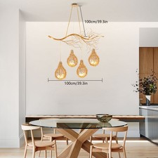 4-Light Bird Nest Chandelier Ceiling Lamp LED Pendant Lamp Lighting Fixture Gold