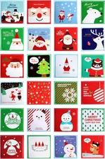 24 Pack Small Merry Christmas Crads with Envelopes, 2.9 X 2.9 Inch, Cute Animal