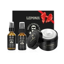 LEPONIX Men's Shaving Kit Gift Set- Sandalwood Shaving Cream, After Shave Lot...