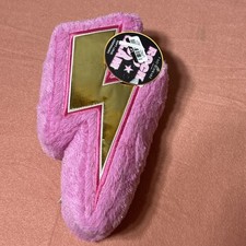 FAO Schwarz Rock Glam Pink Lightning Bolt Plush Retro Pillow Room Decor NWT