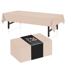 20 Pack Beige Rectangle Plastic Tablecloth, 54"x 108" Disposable Table Cloth ...
