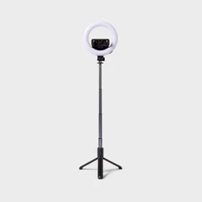 Tripod Selfie Stick with LED Ring Light -  heyday Black