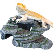 Reptile Hide Cave, Ledge, Basking Rock, Resin, Terrarium, Aquarium Decor