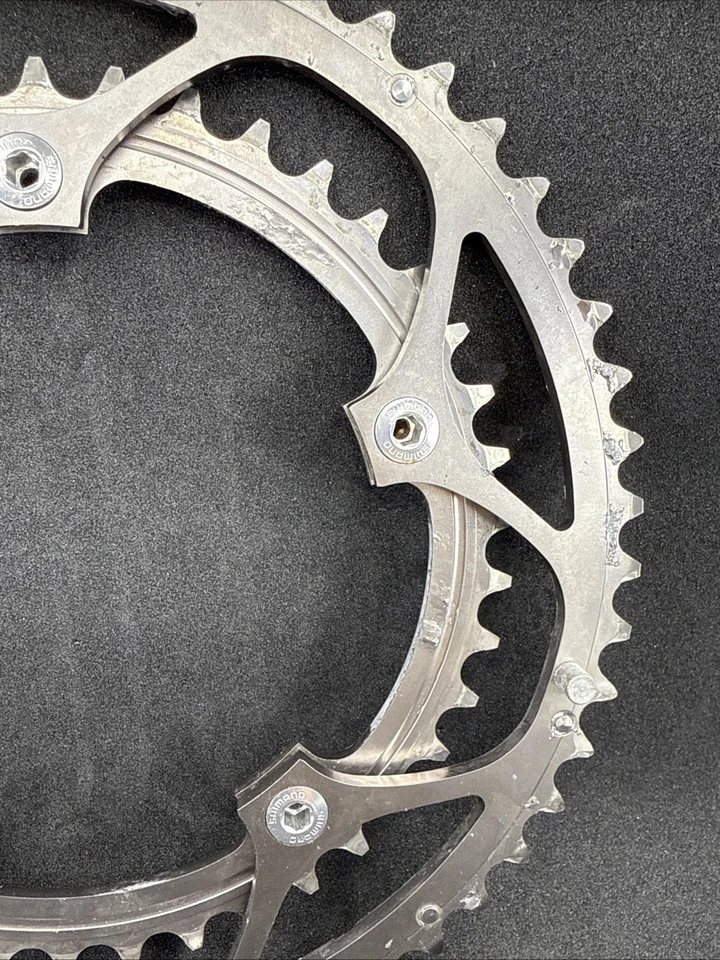 Juego de platos y pernos Shimano Dura-Ace 7700 53/41 dientes 130 mm BCD USADO JUSTO Foto 3 de 4