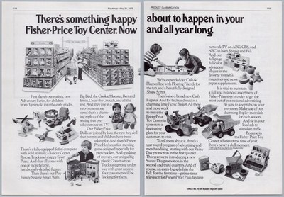 1975 Fisher Price Toy Ad Store Display Play Family Little People Sesame Street