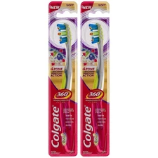Pack of (2) New Colgate 360 4 Zone Whole Mouth Clean Manual Toothbrush, Soft