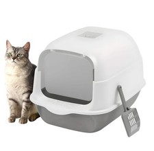 Large PP Cat Litter Box Fully Enclosed Odor Control Cat Toilet Easy-to-Clean